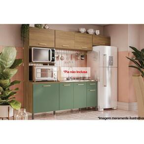 Cozinha Completa Compacta L780A Nogueira/Verde Oliva - Kappesberg