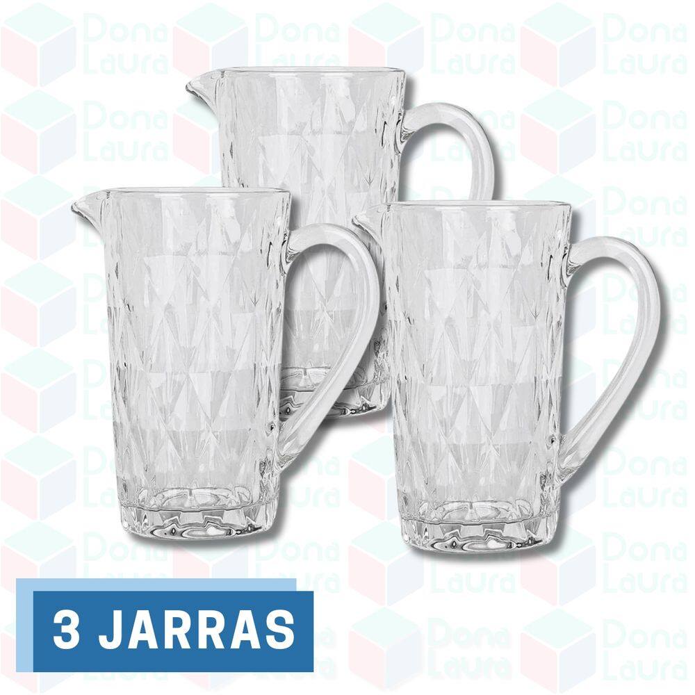Kit 3 Jarras de Vidro Resistente 1 Litro Elegante Mesa Posta