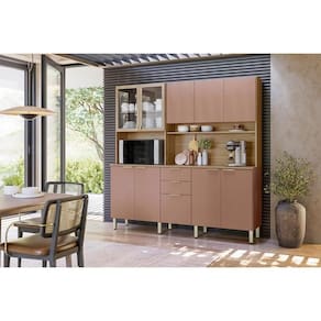 Kit de Cozinha Compacta Amora c/ 10 Portas e 2 Gavetas 198cm Amendola/Marsala - Demóbile
