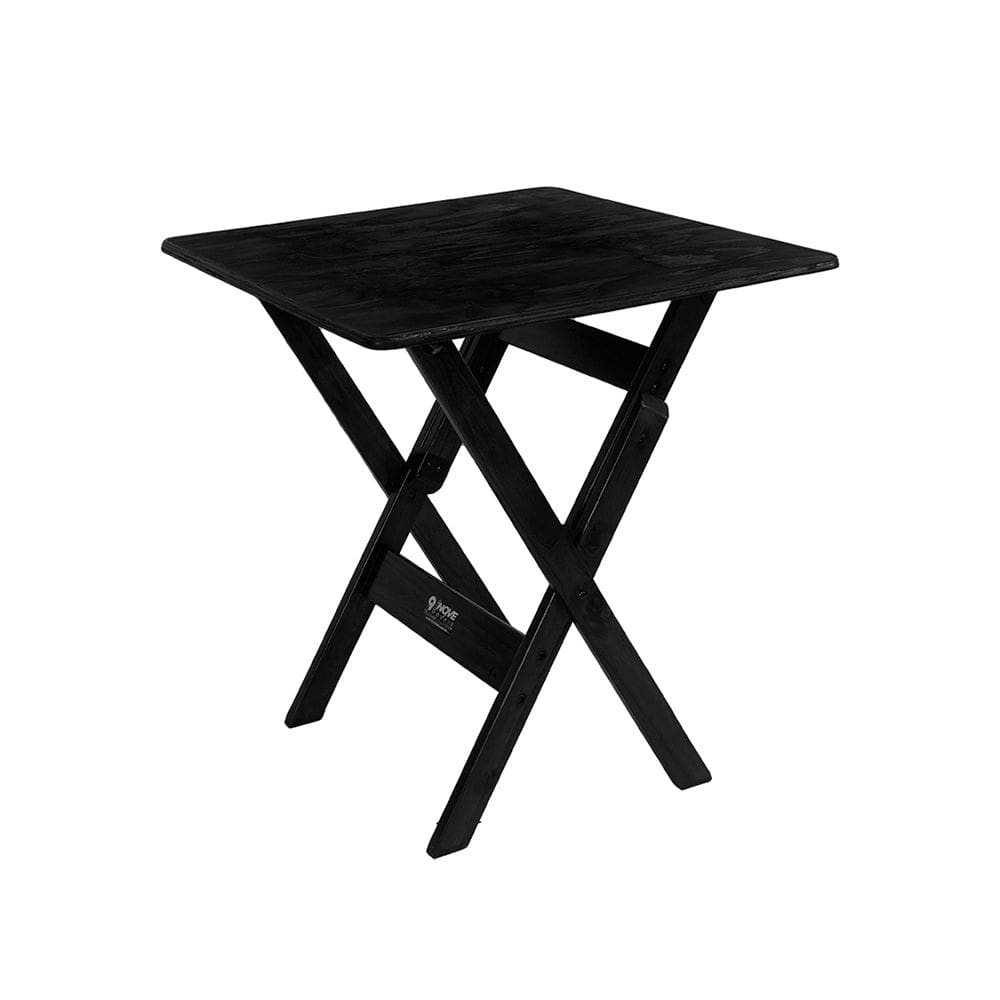 Mesa Dobrável 70x70cm Em Madeira Maciça - Preta
