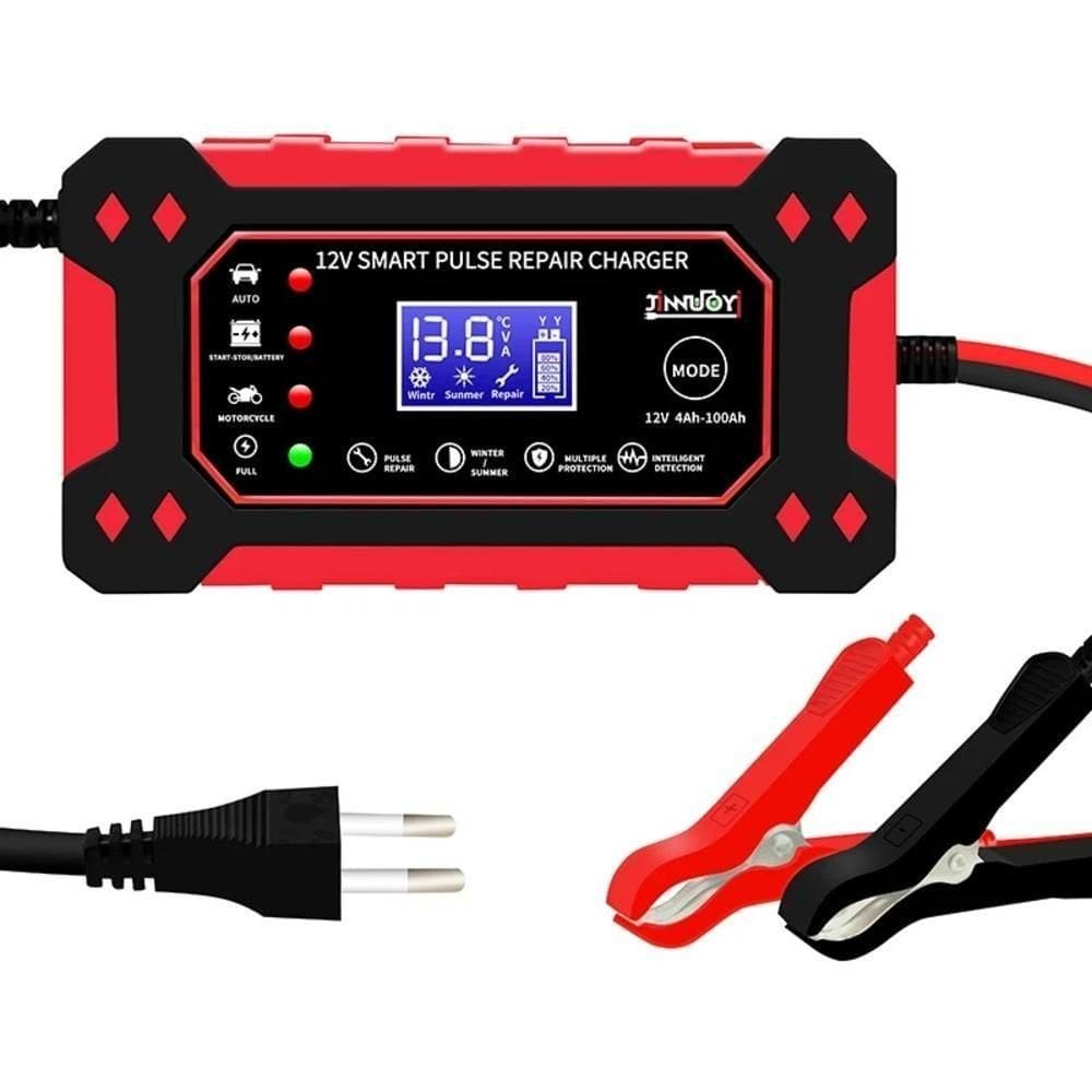 Carregador Bateria Automotivo Digital Automatico 12v Carro Moto Caminhao Barco Portatil Tomada Bivolt