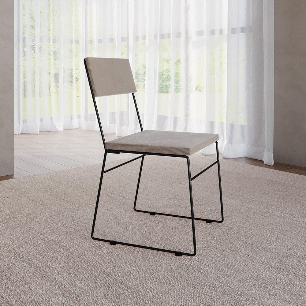 Cadeira De Jantar Estofada Málaga Veludo Bege