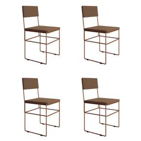 Kit 4 Cadeiras De Jantar Industrial Estofadas Veludo Marrom Base Cobre Vitoria Marrom