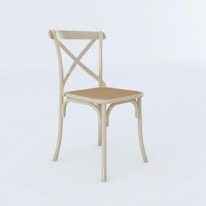 Cadeira Jantar Cross Katrina Off White Assento Corano Bege Aço Branco