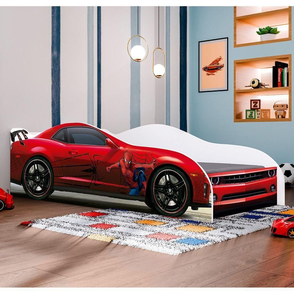Cama Carro Infantil Personagens MDF Aranha Vermelho