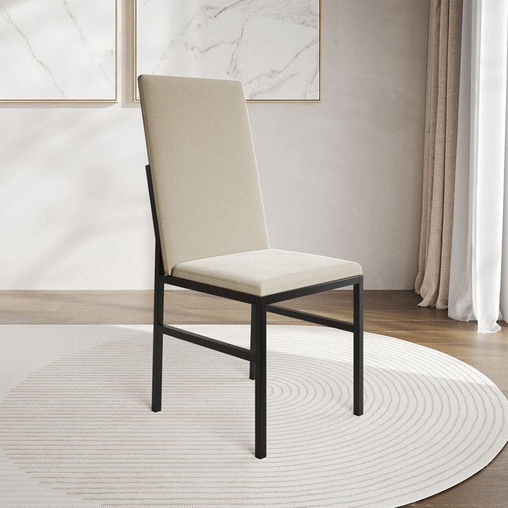 Cadeira De Jantar Estofada Mônaco Premium Bege