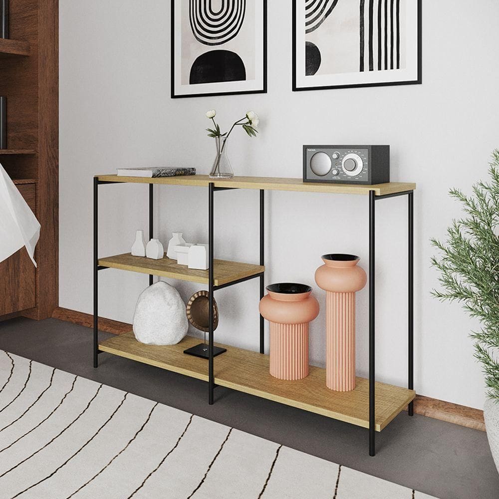 Aparador Industrial Artesania Preto E Freijó 120cm Preto