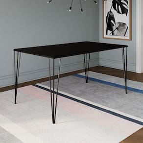 Mesa Elen Tampo Retangular 140x80cm De Madeira Preto