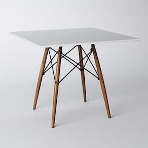 Mesa De Jantar Eiffel Quadrado Tampo De Madeira 90cm Branco