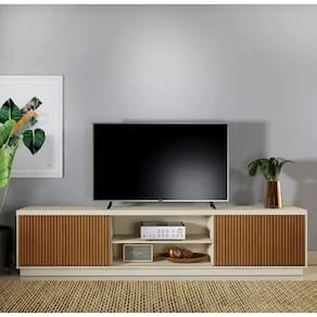 Rack Para Tv Até 75\" 2 Portas 2 Nichos 1,80 Valencia Naturalle/off White - Mavaular