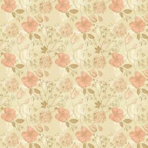 Papel De Parede Flores Vermelhas Clara E Amarelo Adesivo