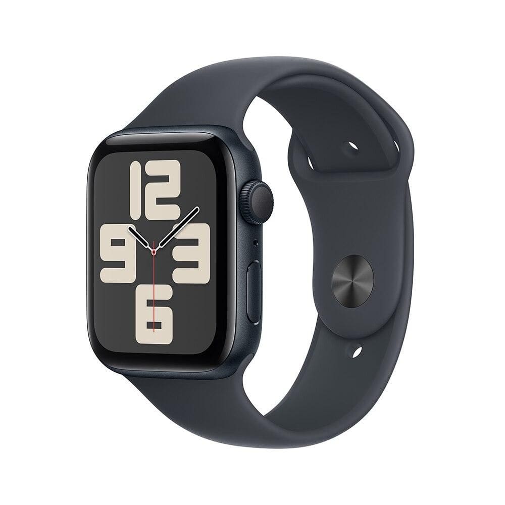 Apple Watch SE GPS • Caixa meia-noite de alumínio – 44 mm • Pulseira esportiva meia-noite – P/M