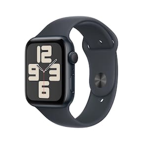 Apple Watch SE GPS • Caixa meia-noite de alumínio – 44 mm • Pulseira esportiva meia-noite – P/M