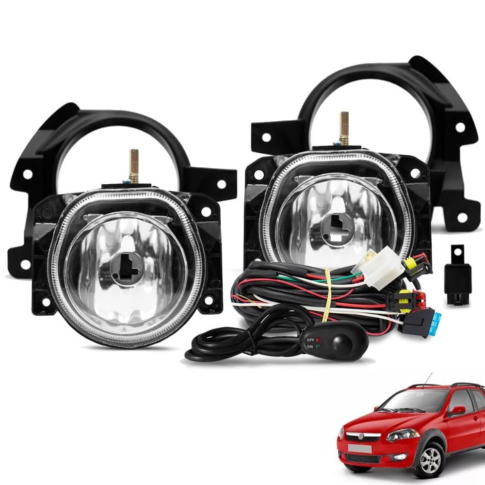 Kit Farol de Milha Palio Strada Trekking 2012 a 2020 Botão Alternativo