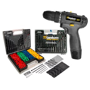 Parafusadeira 1,2Ah 12v T12 Special Edition Preto + Kit de Brocas Soquetes Bits Bucha Com 300 Peças Titanium