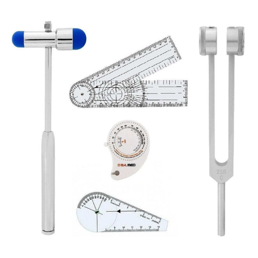 Kit Martelo Neuro Buck + Diapasão 256hz + Trena Corporal + Goniometro Pequeno E Grande