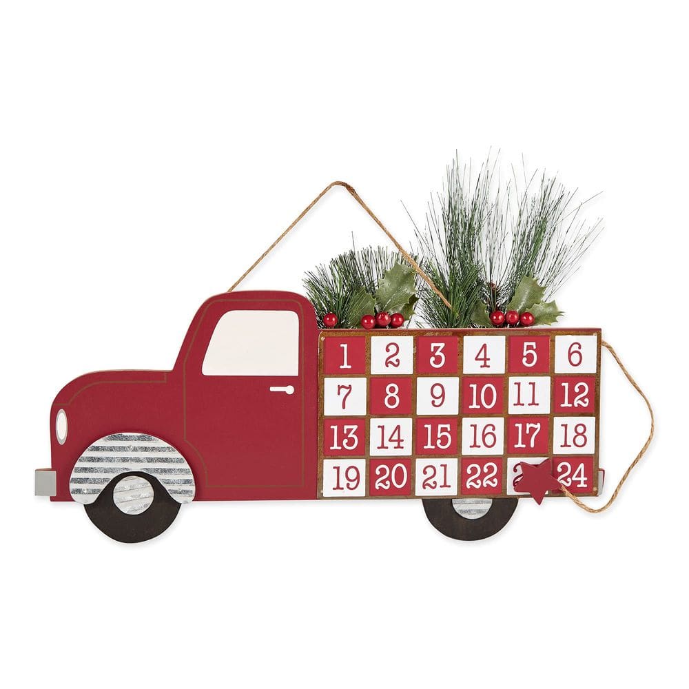 Calendário do Advento de Natal DII Caminhão agrícola decorativo de madeira