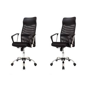 Kit 2 Cadeiras De Escritório Ergonômica Tela Mesh Preto