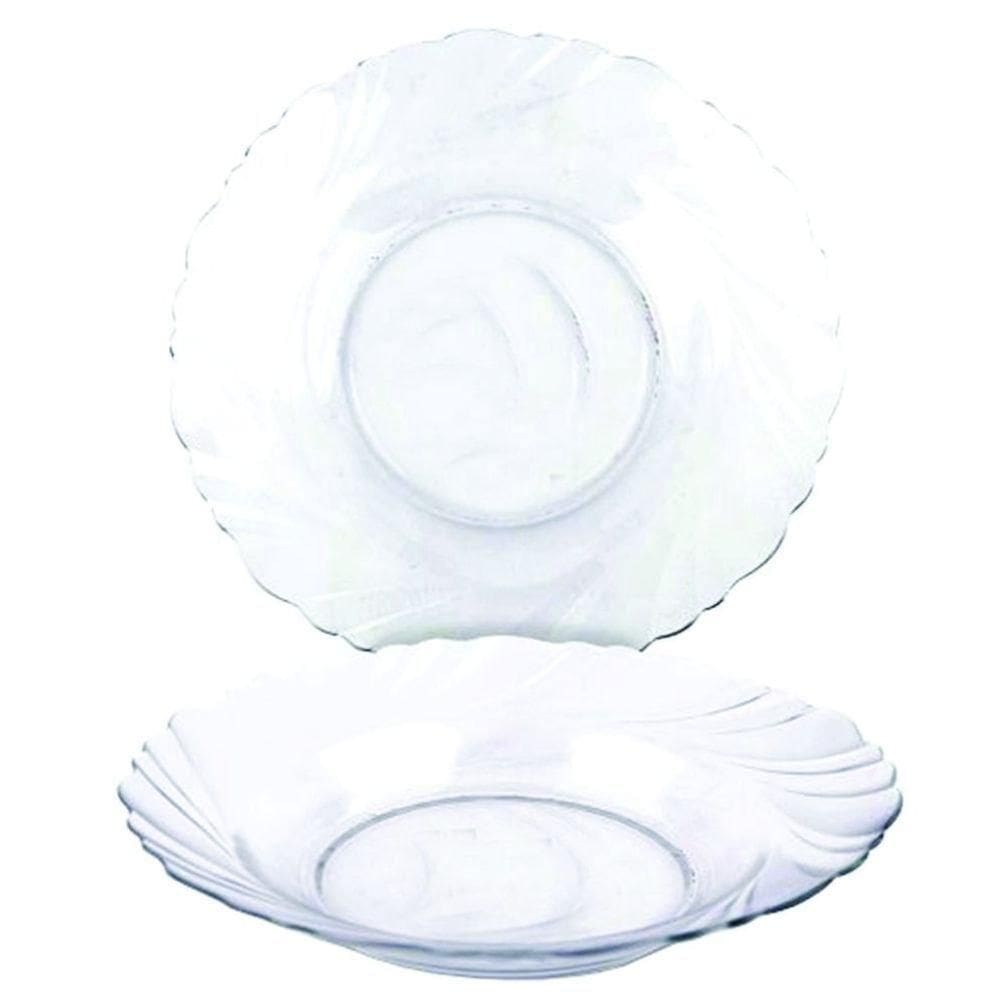 Kit Jogo Pratos Fundo Sopa Transparente 10 Peças 22,5cm