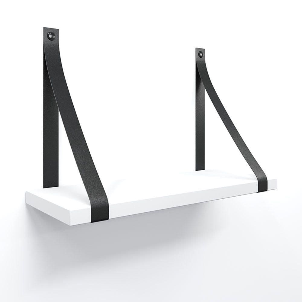 Prateleira Em Mdf Branco 40x15cm Com Alça Cor Preto