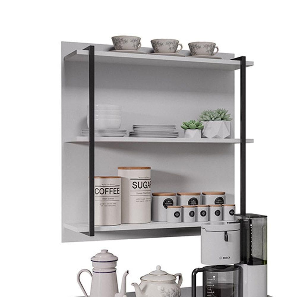 Prateleira Industrial Tripla Cozinha Suspenso De Parede Emi 70,5cm Branco M12 - D`rossi
