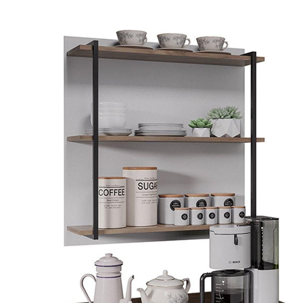 Prateleira Industrial Tripla Cozinha Suspenso Painel Emi 70,5cm Bco-freijó M12 - D`rossi