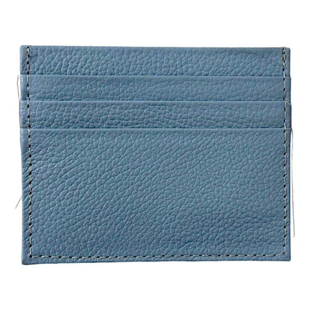 Porta Cartão Slim Em Couro Azul