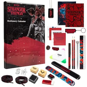 Calendário do Advento Stranger Things 2024 com papelaria e acessórios