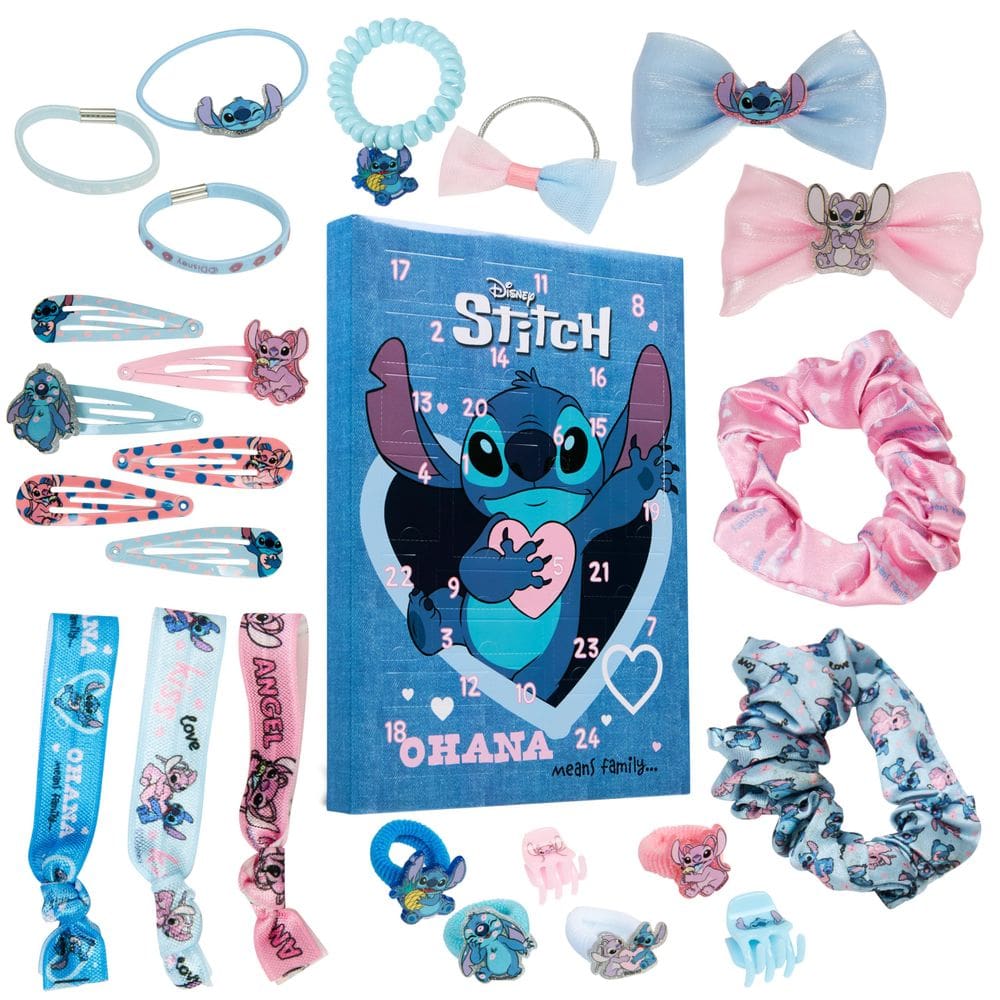 Calendário do Advento Disney Stitch 2024 com acessórios de cabelo