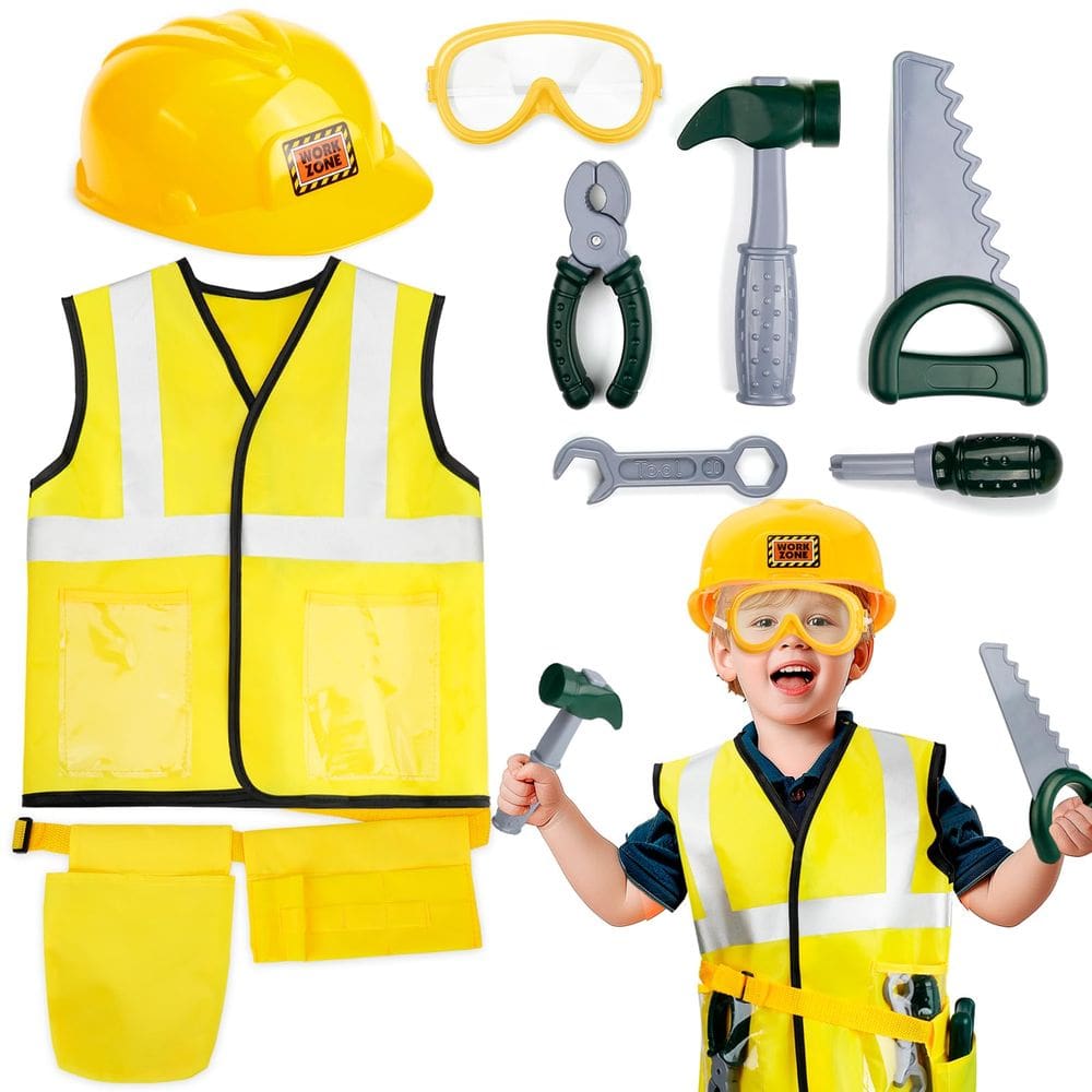 Conjunto de ferramentas infantis para fantasias de trabalhador da construção civil Popsunny