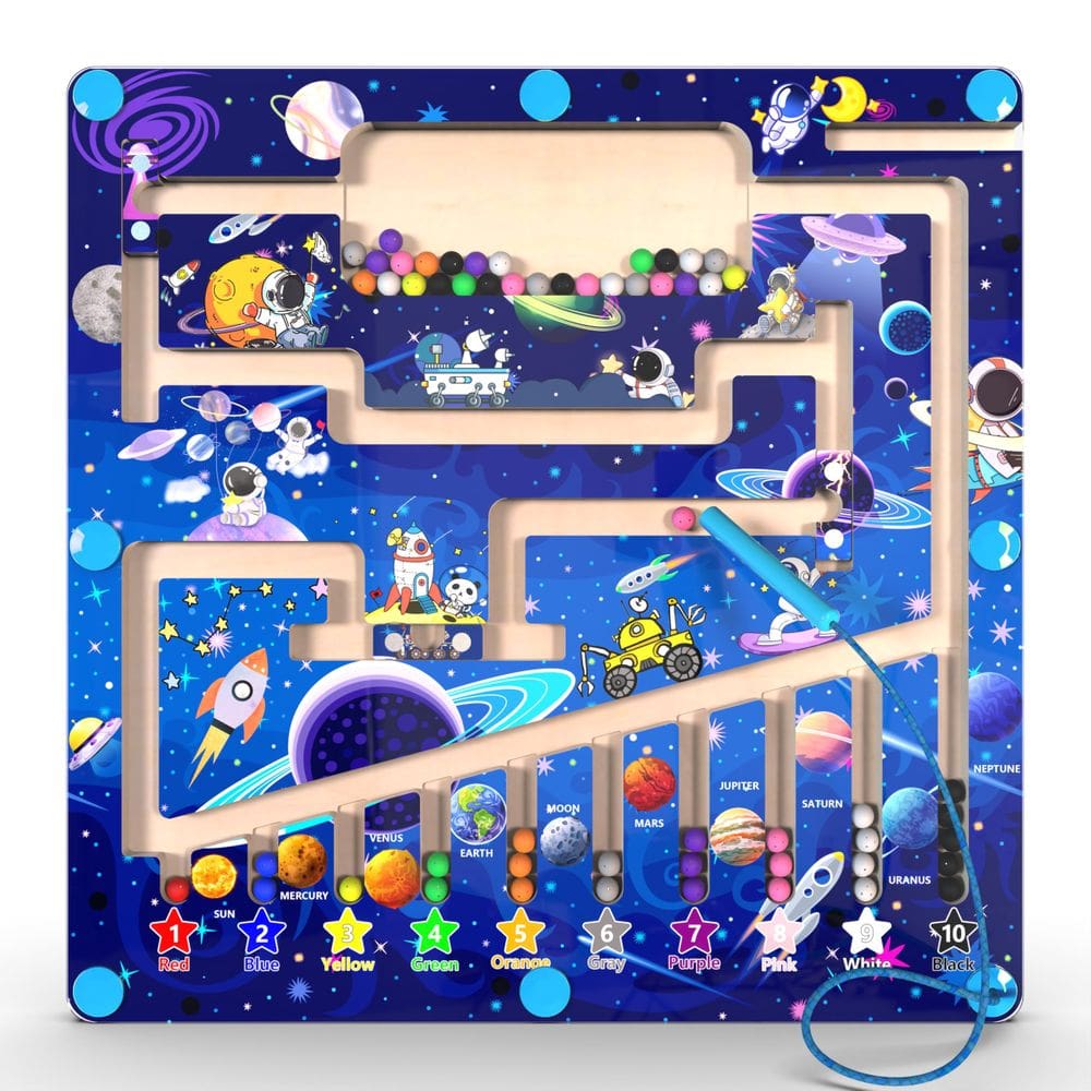 Brinquedo Montessori Magnético de Labirinto de Cores e Números MTYOKILN 3+