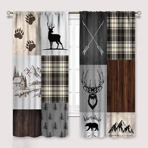 Cortinas Cyness Rustic Carbin Deer Bear Elk Moose 132x213cm
