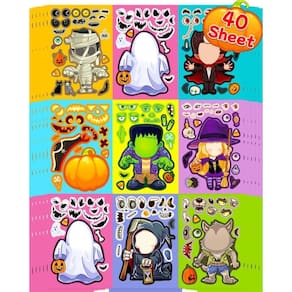 Adesivos de Halloween Benresive de 40 folhas para festa de artesanato infantil