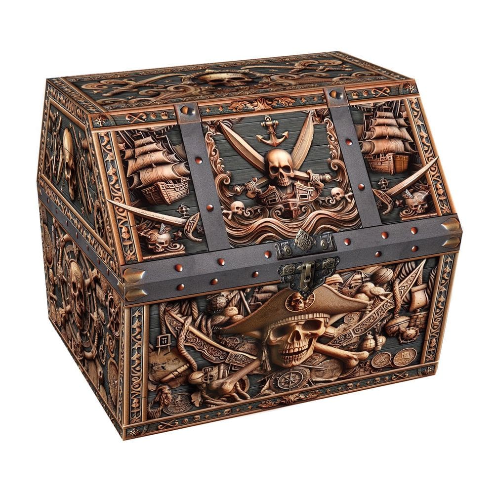 Baú do Tesouro PETCEE Pirate Skull Treasure Box 23,6x20cm