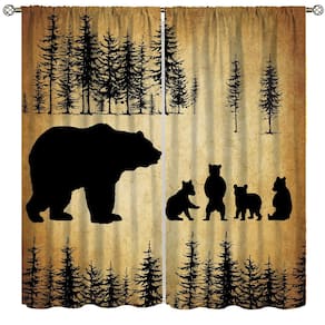 Cortinas Ginness Cabin Retro Rustic Lodge Bear Deer Moose 214