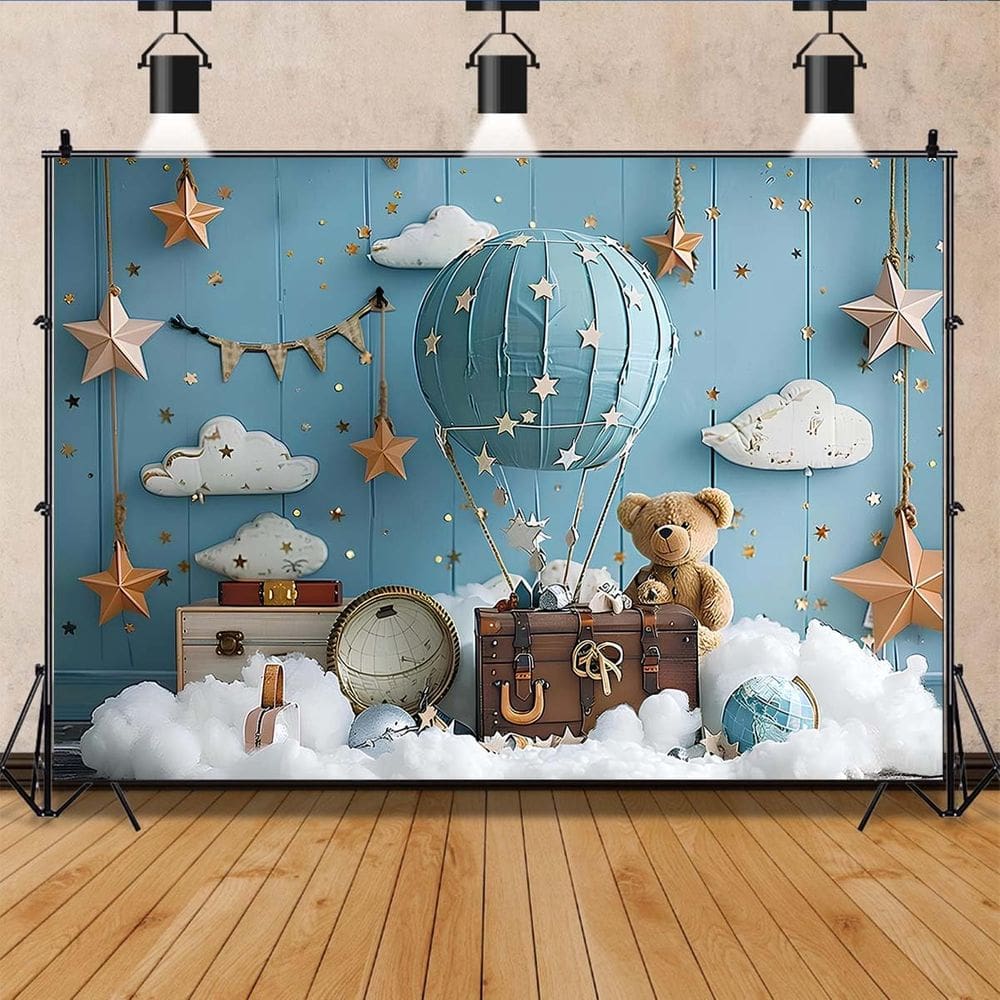 Imagem de fundo fotográfica AlelCJY Hot Air Balloon Bear Baby