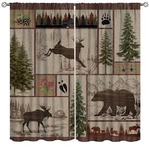Cortinas Ginness Cabin Retro Rustic Lodge Bear Deer Moose 183