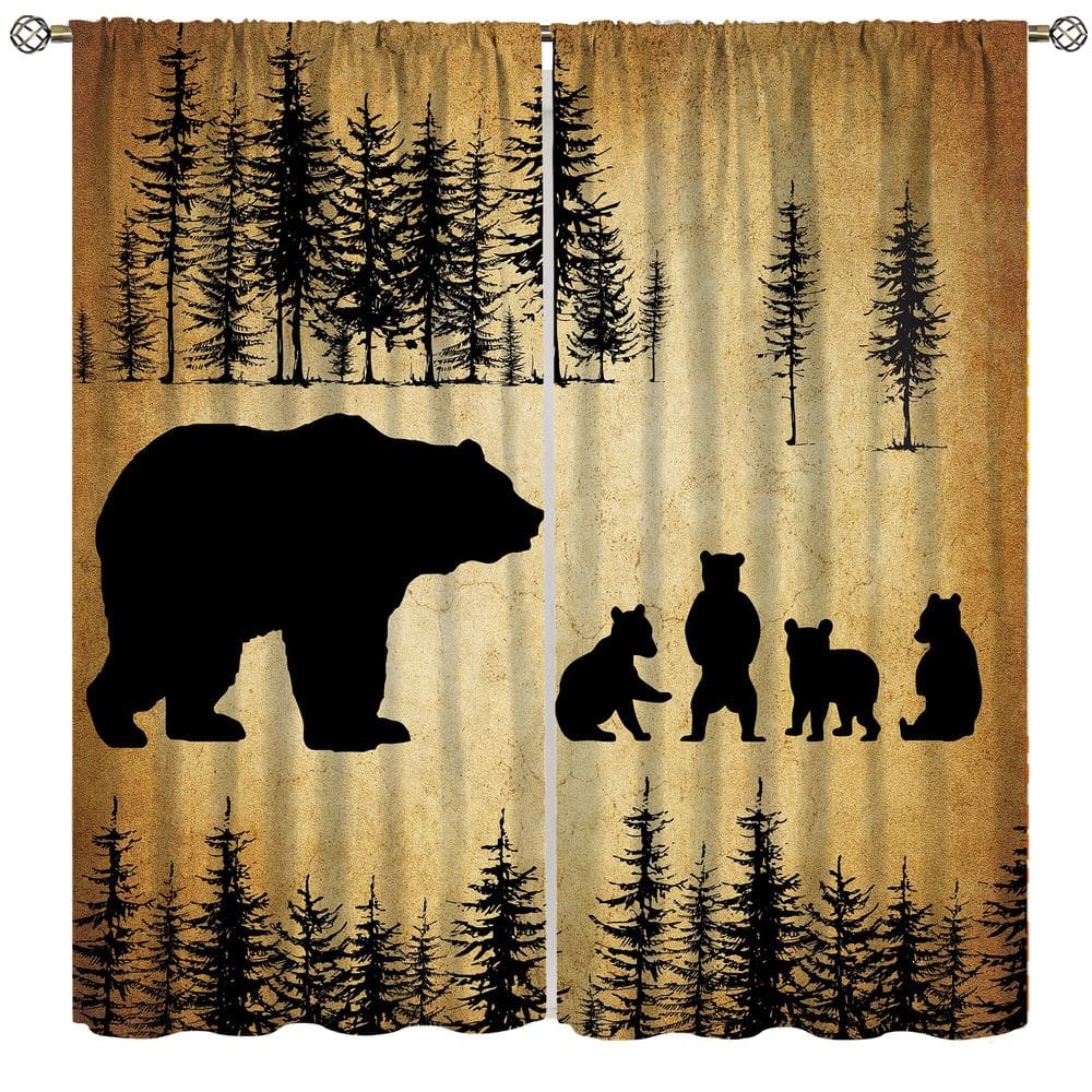 Cortinas Ycness Cabin Retro Rustic Lodge Blackout 107x160cm