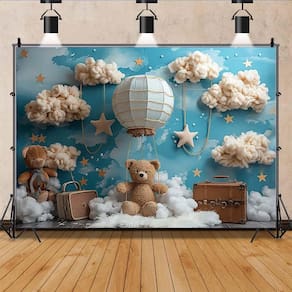 Imagem de fundo fotográfica AlelCJY Hot Air Balloon Bear Baby