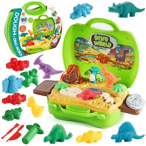 Conjunto de massa colorida Conejo Dinosaur com vulcão e fósseis 37 unidades