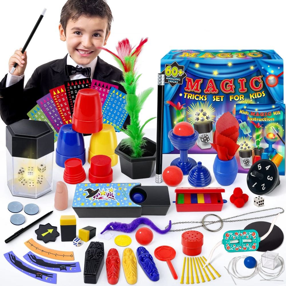 Magic Kit Heyzeibo 60+ Truques de mágica para crianças com adereços e manu