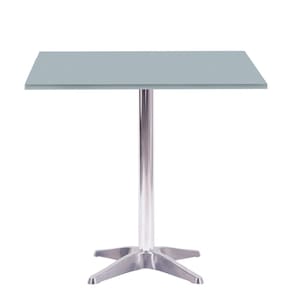 Mesa Delta em Alumínio 75 cm (Alt) Base em X Tampo MDP Quadrado 60 cm (Larg) x 2,50 cm (Alt) Cinza