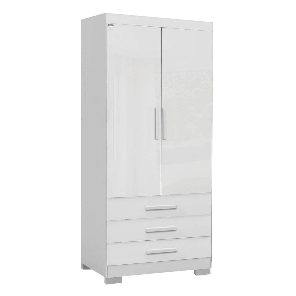 Guarda Roupa Floripa Solteiro 2 Portas 3 Gavetas Rud Rack Cor Branco