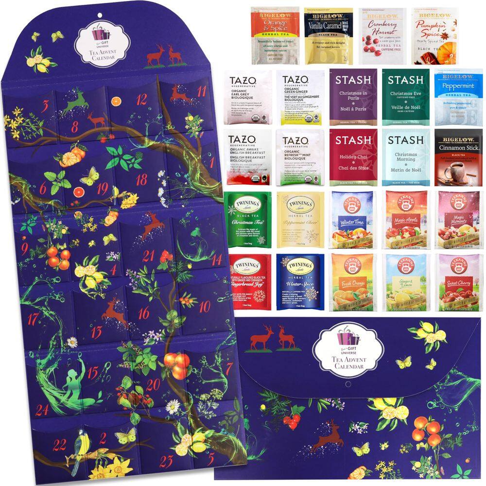 Calendário Tea Advent Calendar Eva`s Gift Universe 24 sabores e 24 bolsas