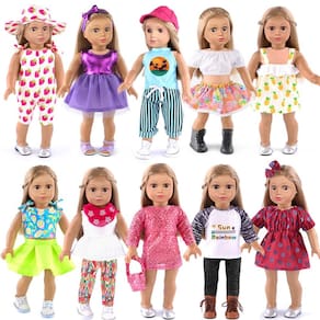 Conjunto de roupas de boneca ebuddy para bonecas de 18 polegadas (10 conjuntos)