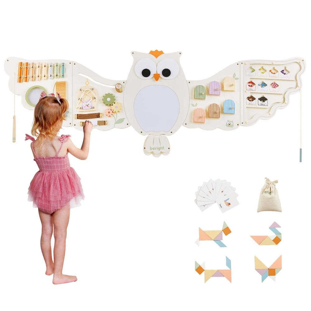 Brinquedos sensoriais Montessori Wall Busy Board Beright Owl Activity