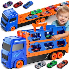 Conjunto de trilhos para caminhões de transporte de brinquedos de 3 a 6 anos com 6 minicarros
