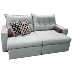 Sofá 4 Lugares Retrátil e Reclinável Home 240cm Tecido Linho Innove Estofados Cor Cinza