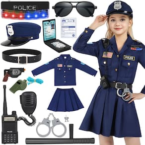 Traje policial Luucio Policial para meninas de 3 a 12 anos