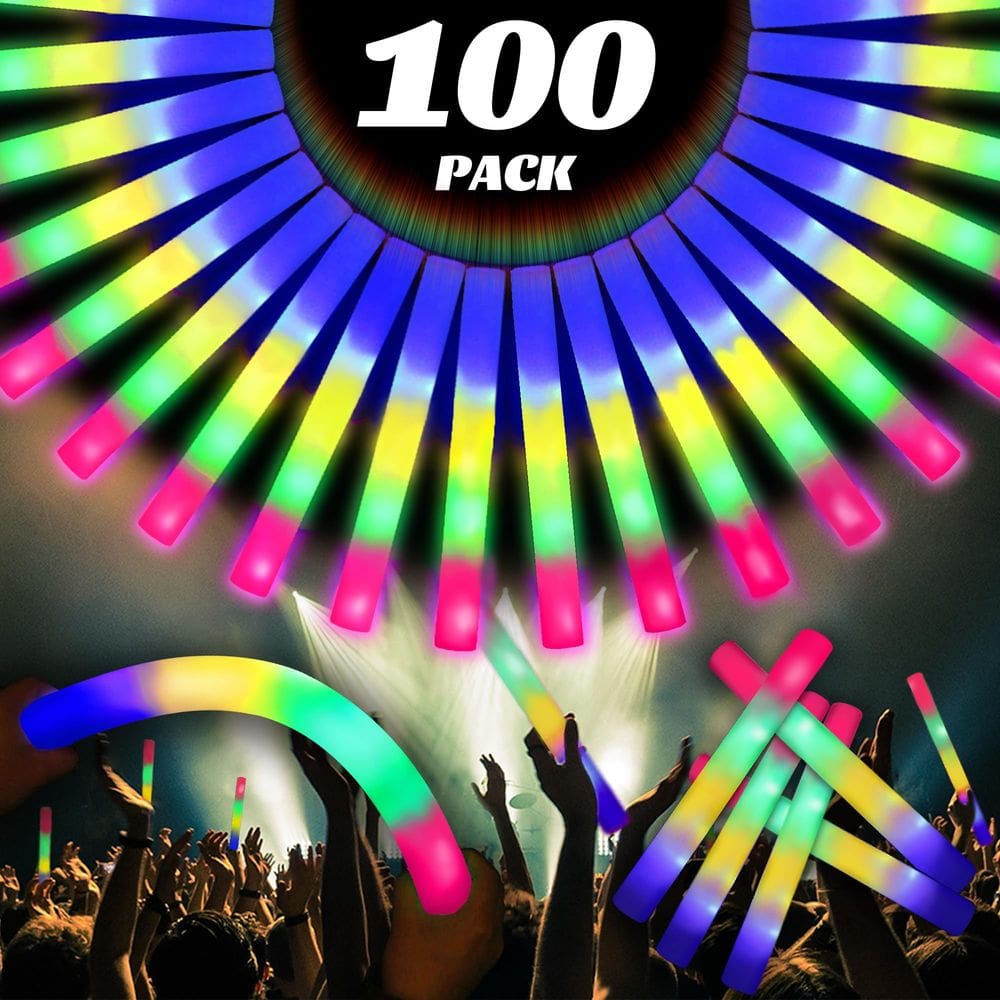 Local de festa Foam Glow Sticks! 100 unidades de 47 cm com luz LED de 4 cores